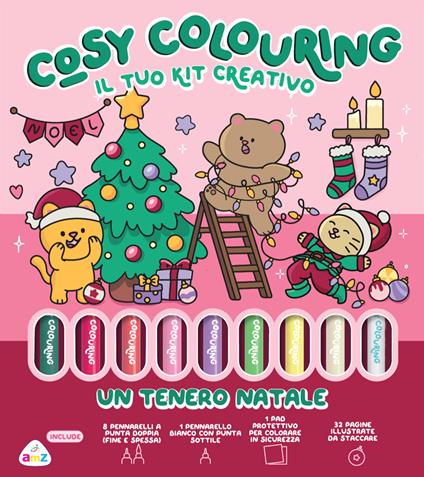 Un tenero Natale. Cosy coloring. Ediz. illustrata. Con 9 pennarelli - copertina