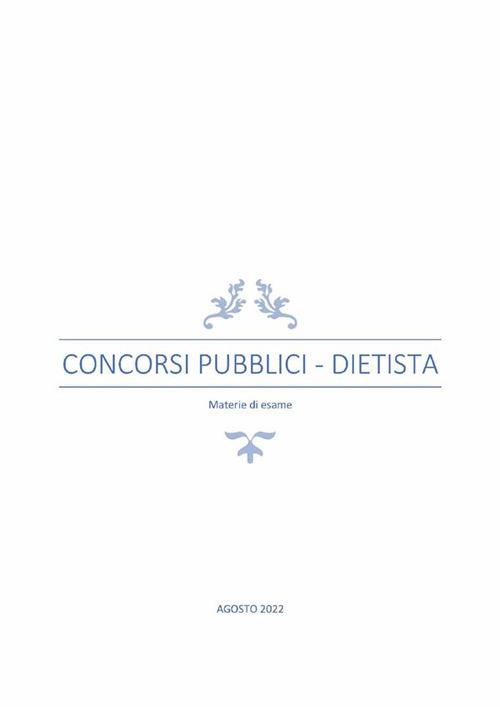 Concorsi pubblici. Dietista - Materie di esame - Francesca Piras - ebook