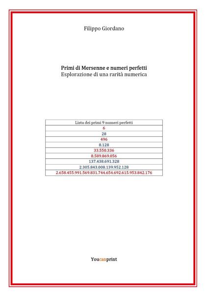 Primi di Mersenne e numeri perfetti - Filippo Giordano - copertina