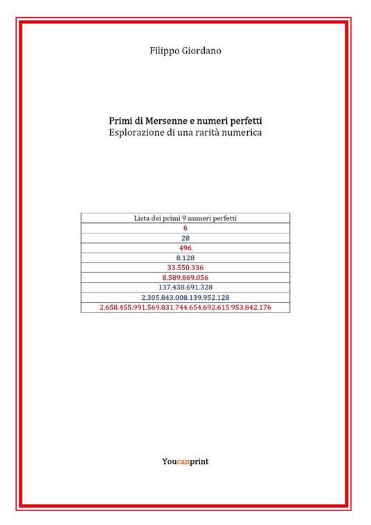 Primi di Mersenne e numeri perfetti - Filippo Giordano - copertina