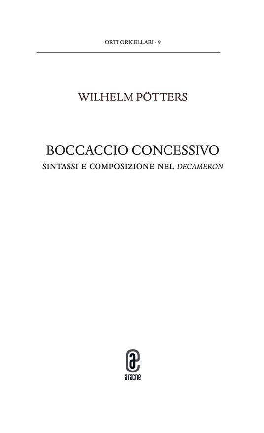 Boccaccio concessivo. Sintassi e composizione nel Decameron - Wilhelm Pötters - copertina