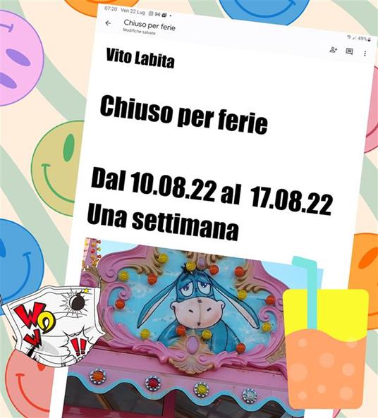 Chiuso per ferie dal 10.08.22 al 17.08.22. Una settimana - Vito Labita - ebook
