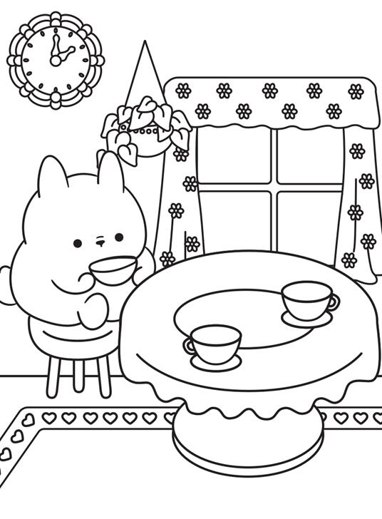 Comfy pet café. Cozy coloring - 2