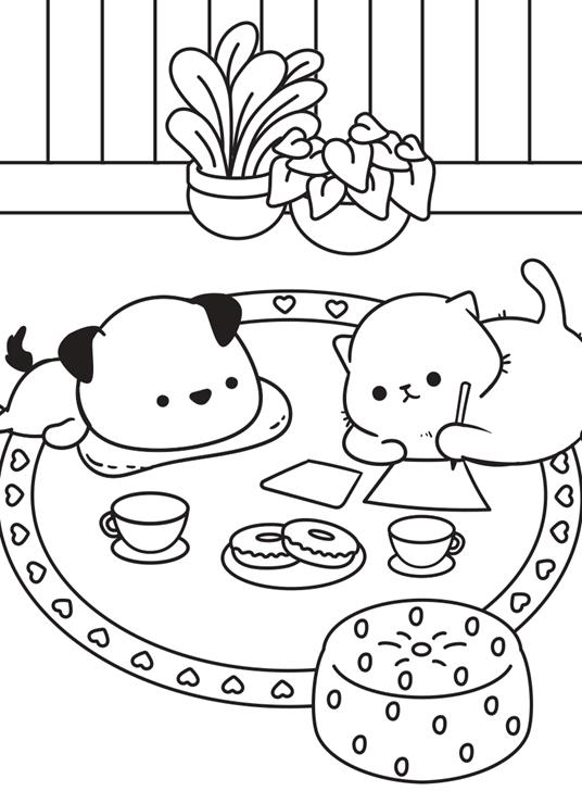 Comfy pet café. Cozy coloring - 3