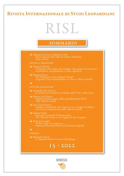 Rivista internazionale di studi leopardiani (2022). Vol. 15 - copertina