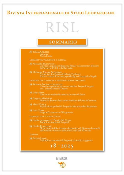Rivista internazionale di studi leopardiani (2025). Vol. 18 - copertina