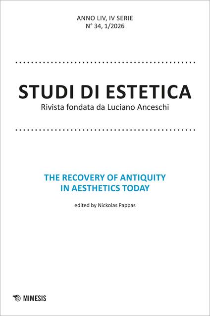 Studi di estetica (2026). Vol. 1: The recovery of antiquity in aesthetics today - copertina
