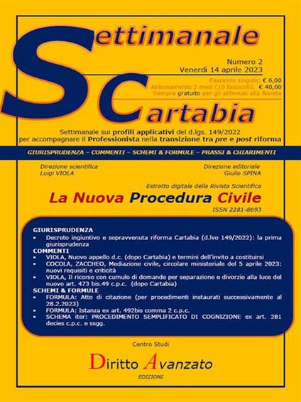 Settimanale Cartabia (2023). Vol. 2 - Giulio Spina,Luigi Viola - ebook