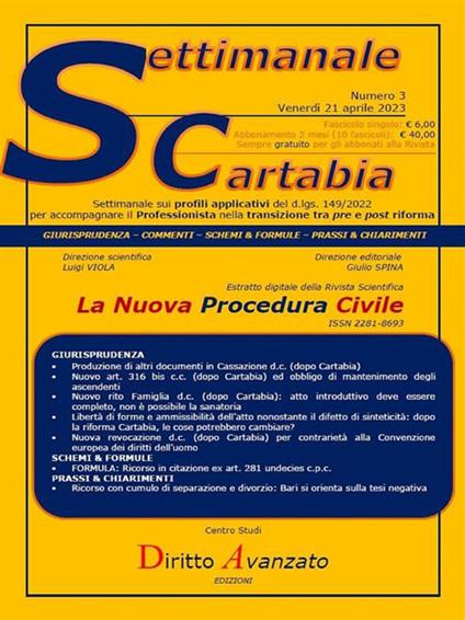 Settimanale Cartabia (2023). Vol. 3 - Giulio Spina,Luigi Viola - ebook