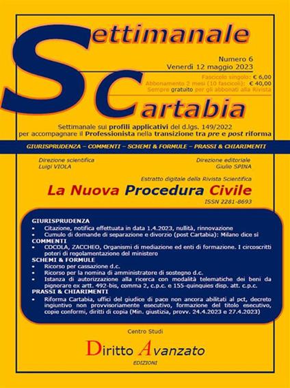 Settimanale Cartabia (2023). Vol. 6 - Giulio Spina,Luigi Viola - ebook