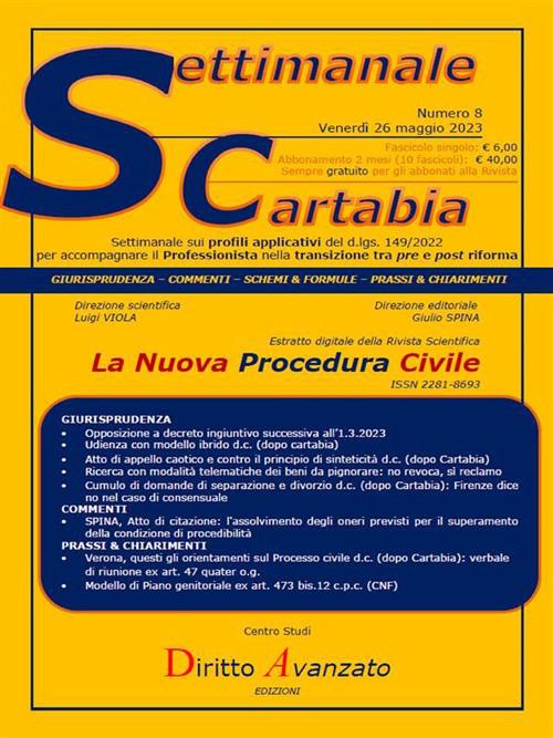 Settimanale Cartabia (2023). Vol. 8 - Giulio Spina,Luigi Viola - ebook