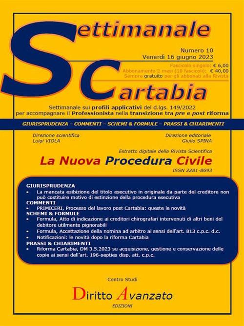 Settimanale Cartabia (2023). Vol. 10 - Giulio Spina,Luigi Viola - ebook