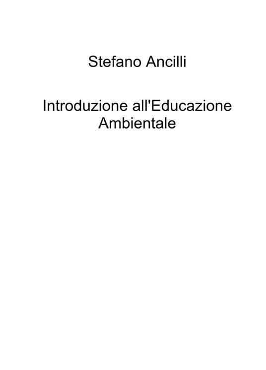 Introduzione all'educazione ambientale - Stefano Ancilli - copertina