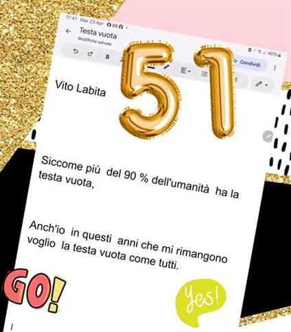 Siccome più del 90% dell'umanità ha la testa vuota anch'io in questi anni che mi rimangono voglio la testa vuota - Vito Labita - ebook