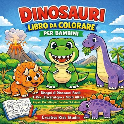 Dinosauri. Libro da colorare per bambini. Ediz. illustrata - copertina