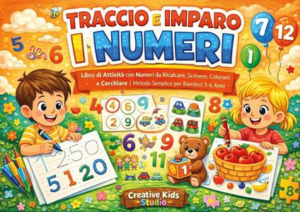 Traccio e imparo i numeri. Libro di attività con numeri da ricalcare. Scrivere, colorare e cerchiare. Ediz. illustrata - copertina