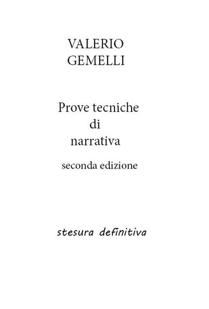 Prove tecniche di narrativa - Valerio Gemelli - copertina