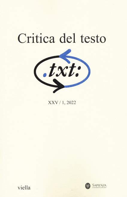 Critica del testo (2022). Vol. 1 - copertina