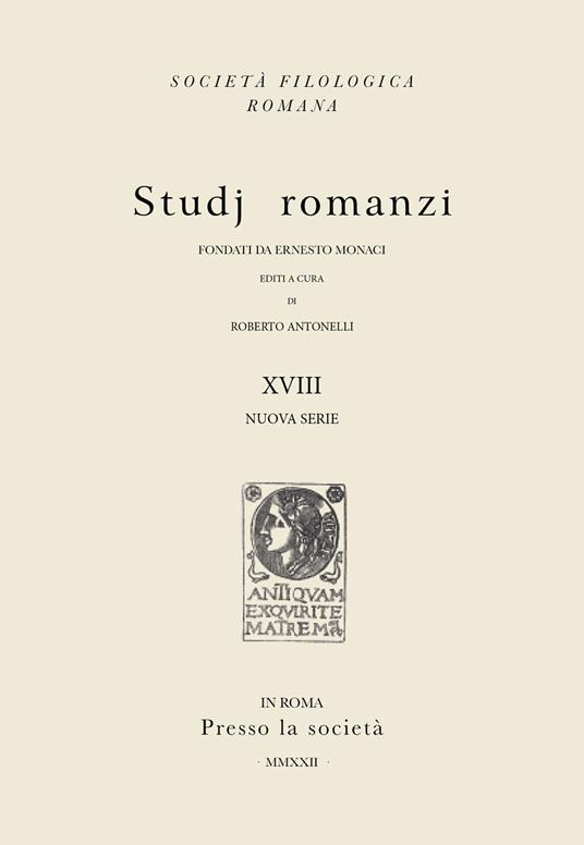 Studj romanzi. Nuova serie (2022). Vol. 18 - copertina