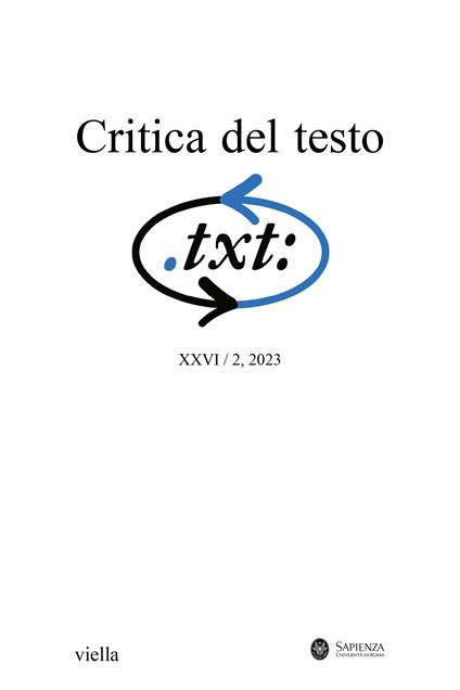 Critica del testo (2023). Vol. 26/2 - copertina