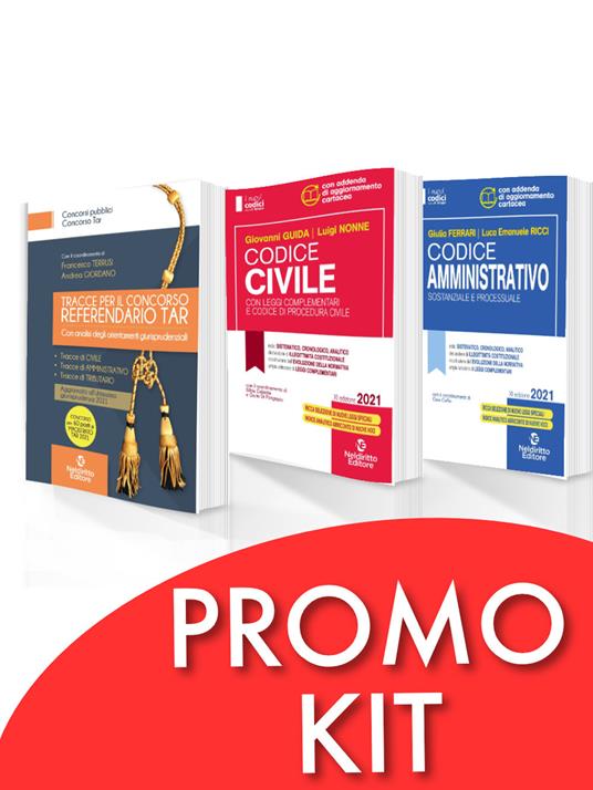 Kit completo per la preparazione di 60 referendari TAR: Codice Civile-Codice Amministrativo-Manuale 60 Referendari Tar-La Sentenza - Marco Fratini - copertina