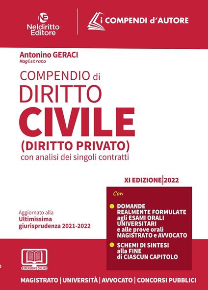 Compendio di diritto civile (diritto privato) con analisi dei singoli contratti - Antonino Geraci - copertina