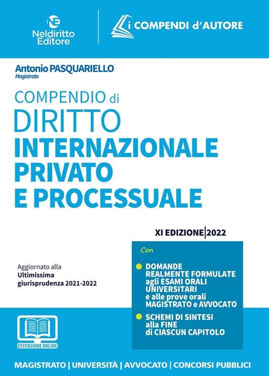 Compendio di diritto internazionale privato e processuale - Antonio Pasquariello - copertina