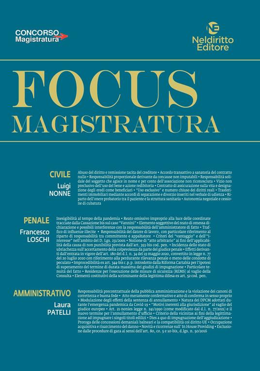 Focus magistratura. Concorso magistratura 2022: Civile, penale, amministrativo. Vol. 1 - copertina