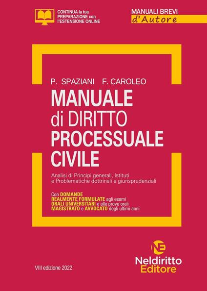 Manuale di diritto processuale civile. Nuova ediz. - Paolo Spaziani,Franco Caroleo - copertina
