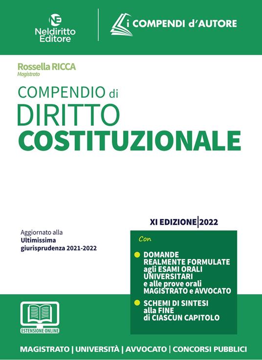 Compendio di diritto costituzionale - Rossella Ricca - copertina