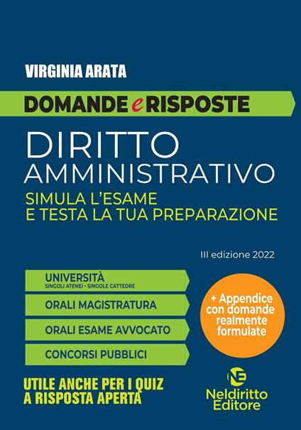 Domande e risposte. Diritto amministrativo. Simula l'esame e testa la tua preparazione - Virginia Arata - copertina