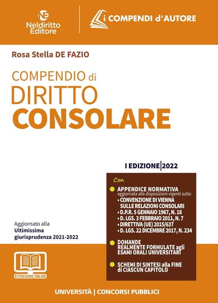 Compendio di diritto consolare 2022. Con espansione online - Rosa Stella De Fazio - copertina
