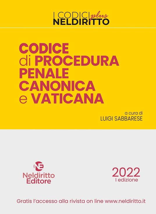Codice di procedura penale canonica e vaticana - copertina