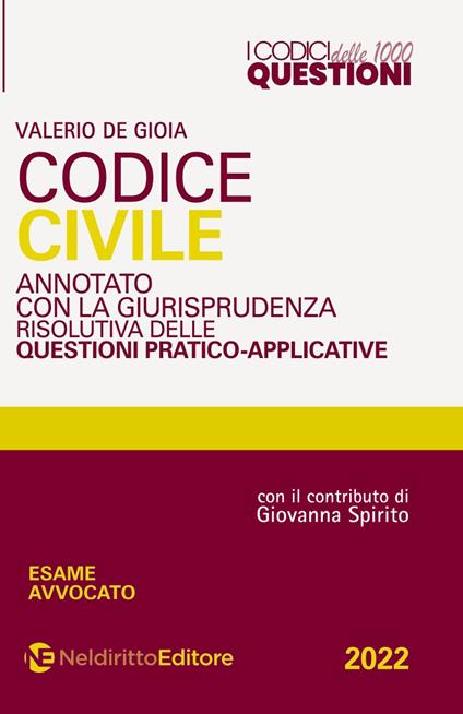 Codice 1000 questioni. Codice civile annotato con la giurisprudenza risolutiva delle questioni pratico-applicative - copertina