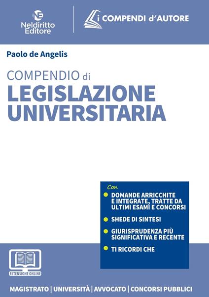 Compendio di legislazione universitaria 2022. Con espansione online - Paolo De Angelis - copertina