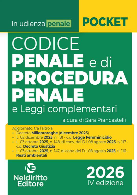 Codice penale e di procedura penale normativo in udienza 2026. Con espansione online - copertina