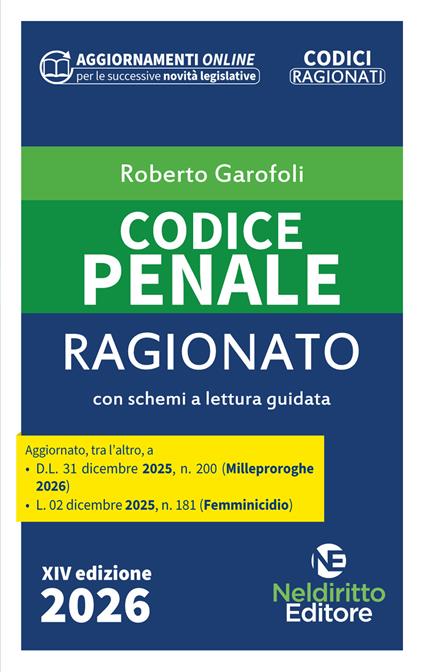 Codice penale ragionato 2026 - Roberto Garofoli - copertina