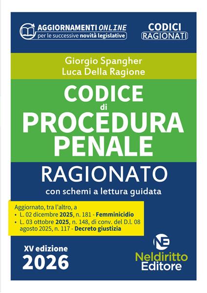 Codice di procedura penale ragionato 2026 - Giorgio Spangher,Luca Della Ragione - copertina