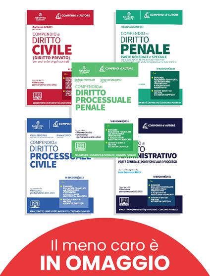 Compendio di diritto penale-Compendio di diritto amministrativo-Compendio di diritto processuale civile-Compendio di diritto processuale civile-Compendio di diritto civile. Kit Must Have - Antonio Geraci - copertina