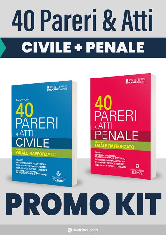 Kit 40 pareri di diritto penale-40 pareri di diritto civile - copertina