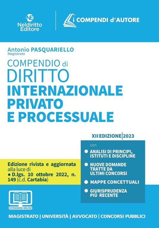 Compendio di diritto internazionale privato e processuale. Con espansione online - Antonio Pasquariello - copertina