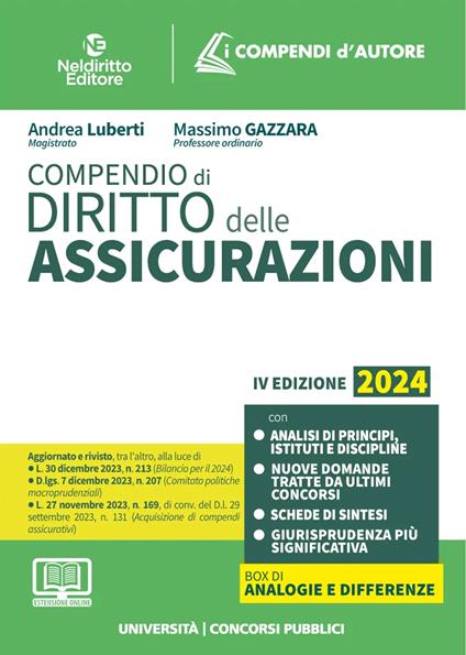 Compendio di diritto delle assicurazioni - Andrea Luberti - copertina