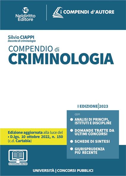 Compendio di criminologia. Con espansione online - Silvio Ciappi - copertina
