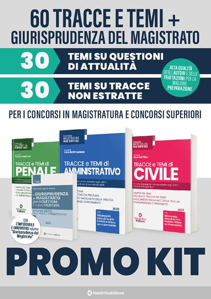 Kit: Tracce e temi di civile-Tracce e temi di penale-Tracce e temi di amministrativo-La giurisprudenza del magistrato. Nuova ediz. - copertina