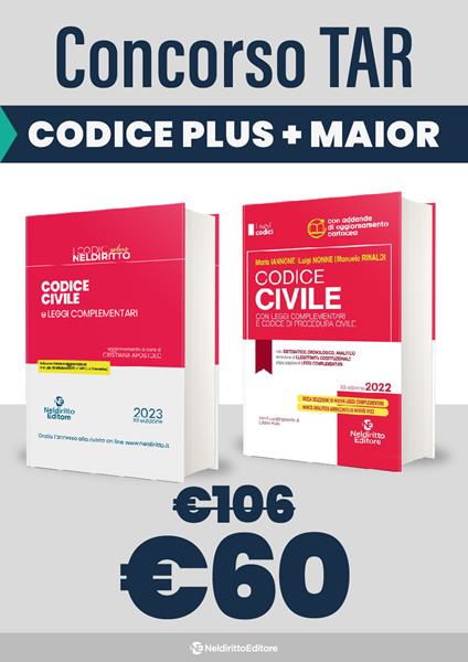 Kit TAR 2023: Codice civile plus-Codice civile con leggi complementari e codice di procedura civile - copertina