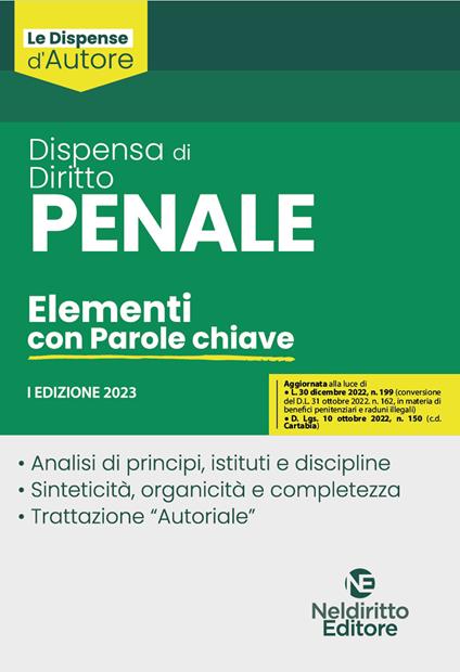 Dispensa di diritto penale. Elementi con parole chiave - copertina