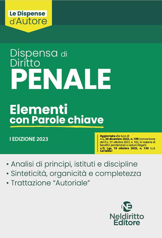 Dispensa di diritto penale. Elementi con parole chiave - copertina