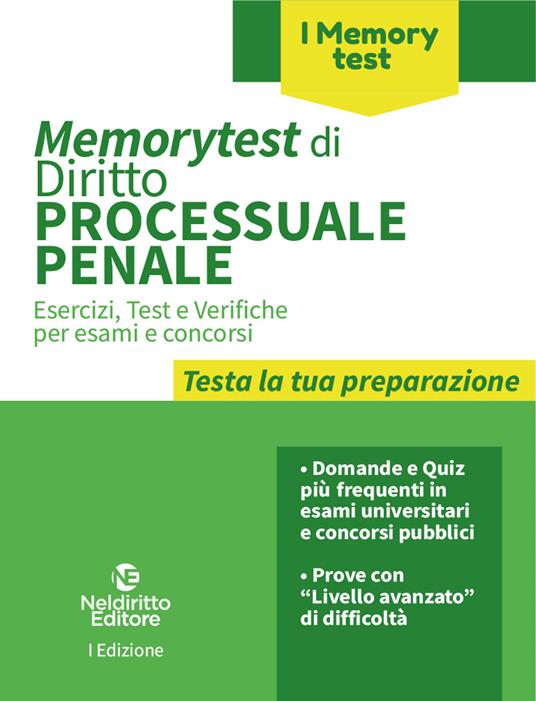 Memorytest di diritto processuale penale. Nuova ediz. - copertina