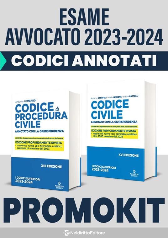 Kit esame avvocato 2023-2024: Codice civile e leggi complementari. Annotato con la giurisprudenza-Codice di procedura civile. Annotato con la giurisprudenza - Antonio Lombardi - copertina