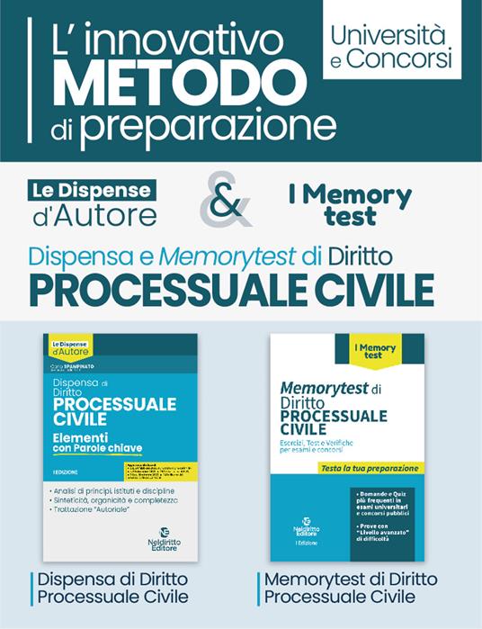Kit dispensa d'autore: Diritto processuale civile-Memorytest di diritto processuale civile. L'innovativo metodo di preparazione. Nuova ediz. - Carlo Spampinato - copertina